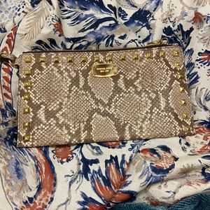 Michael Kors Studded Snakeskin Wristlet